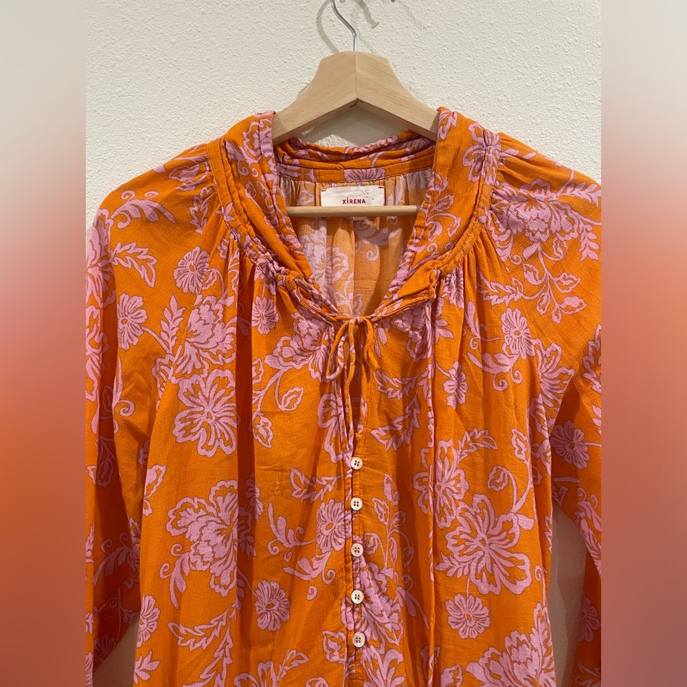 XiRENA Orange Pink Floral Mini Dress Size Small - Picture 6 of 12
